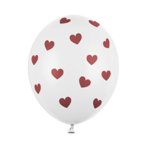 Balon biały z sercami