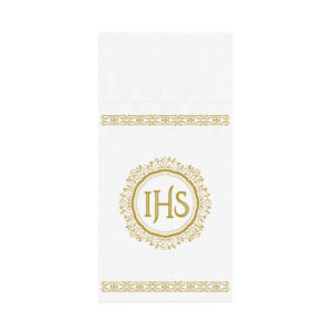 Kieszonki na sztućce IHS biało-złote 16szt