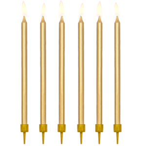 Świeczki urodzinowe gładkie wysokie złote 12,5cm