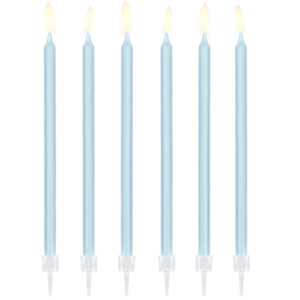 Świeczki urodzinowe gładkie wysokie jasny niebieski 14cm