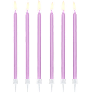 Świeczki urodzinowe gładkie wysokie jasny liliowy 14cm