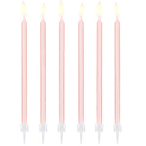 Świeczki urodzinowe gładkie wysokie jasny różowy 14cm