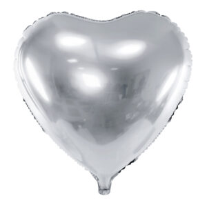 Balon foliowy serce 61 cm, srebrny