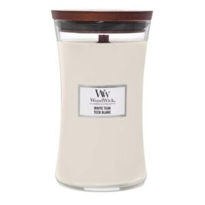 WoodWick świeca premium - White teak