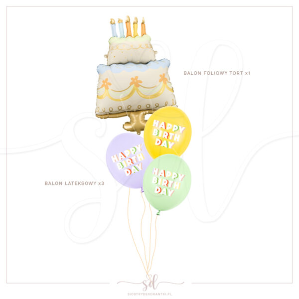 Balony BUKIET urodzinowy HAPPY B1