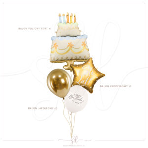 Balony BUKIET urodzinowy HAPPY B2