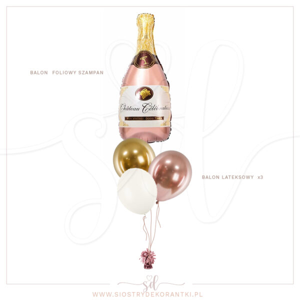 Balony BUKIET urodzinowy SZAMPAN