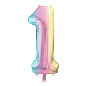 Balon foliowy Cyfra 1 pastelowy tęczowy