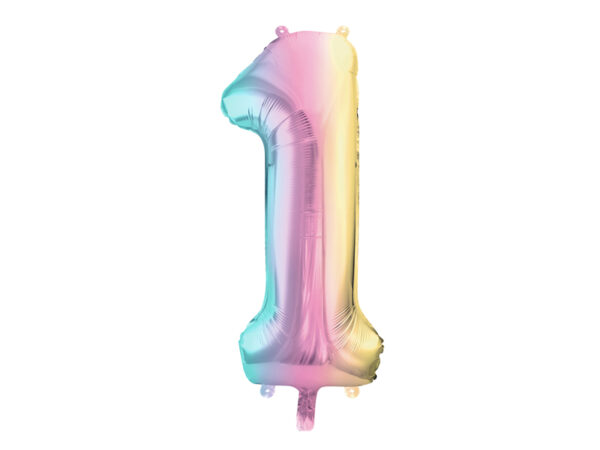 Balon foliowy Cyfra 1 pastelowy tęczowy