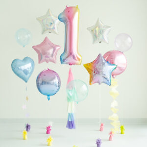Balon foliowy Cyfra 1 pastelowy tęczowy