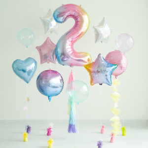 Balon foliowy Cyfra 2 pastelowy tęczowy