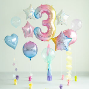Balon foliowy Cyfra 3 pastelowy tęczowy