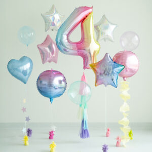 Balon foliowy Cyfra 4 pastelowy tęczowy