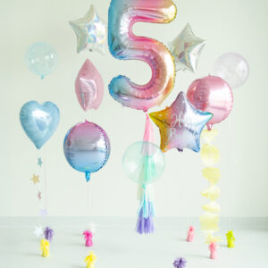 Balon foliowy Cyfra 5 pastelowy tęczowy
