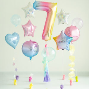 Balon foliowy Cyfra 7 pastelowy tęczowy
