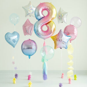 Balon foliowy Cyfra 8 pastelowy tęczowy