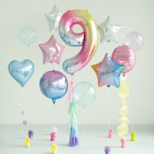 Balon foliowy Cyfra 9 pastelowy tęczowy