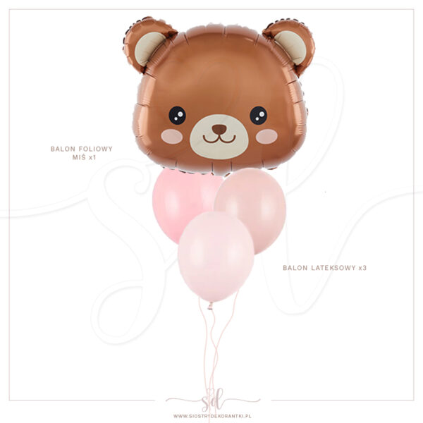 Balony BUKIET Miś różowy