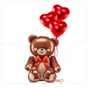 Balon foliowy Miś z serduszkami Z HELEM