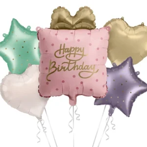 Zestaw balonów foliowych Prezent Happy Birthday Z HELEM