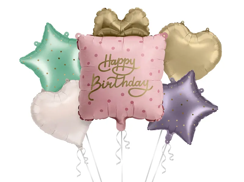 Zestaw balonów foliowych Prezent Happy Birthday Z HELEM