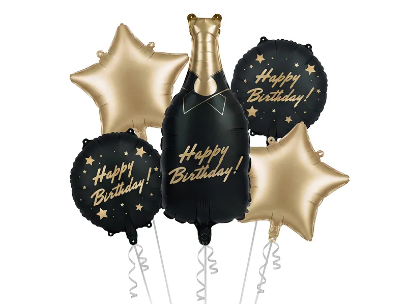 Zestaw balonów foliowych Butelka Happy Birthday Z HELEM