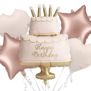 Zestaw balonów foliowych Pastelowy Tort Happy Birthday Z HELEM