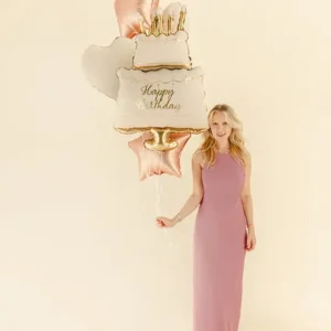 Zestaw balonów foliowych Pastelowy Tort Happy Birthday Z HELEM