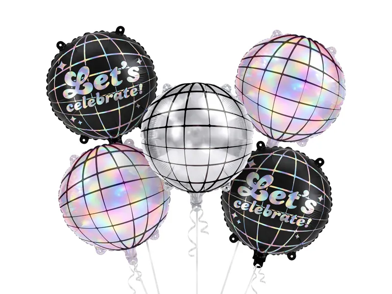 Zestaw balonów foliowych Kule Disco Z HELEM